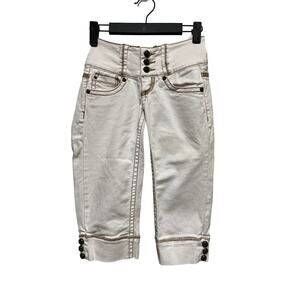 Industrial Cotton Bermuda  Long shorts white w/ brown stitching Size 3